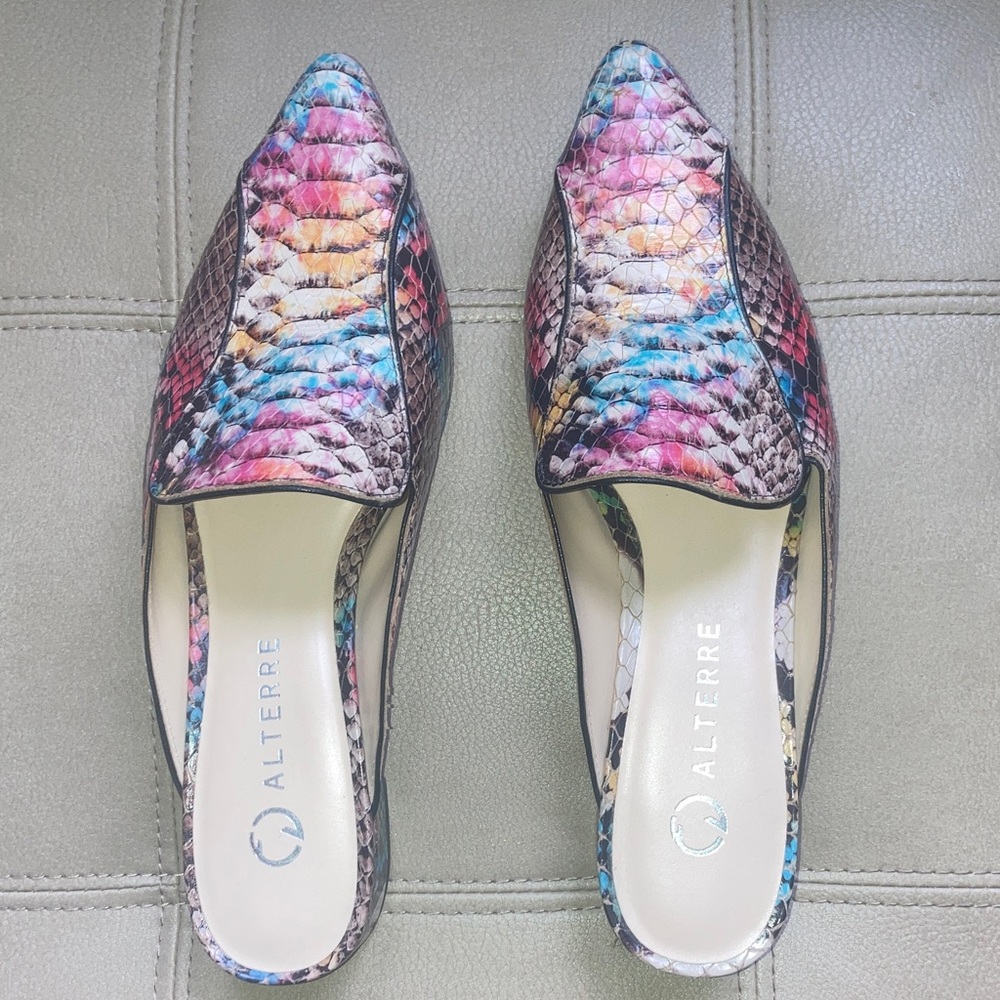 Multicolor Alterre Snake-Print Pointed-Toe Mule